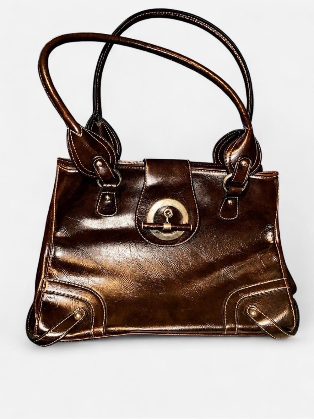 & Other Stories Metallic Brown Double-Handle Shoulder Bag